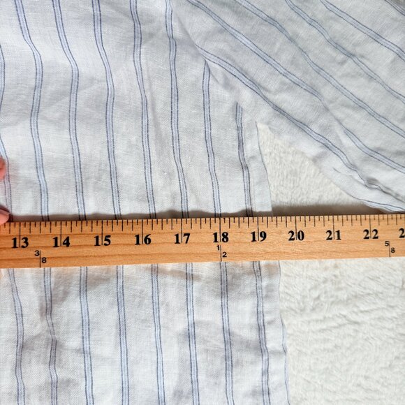 Rosemarine 100% Linen White Striped Made In Italy Button Tunic Shirt Small Cover - Picture 6 of 6